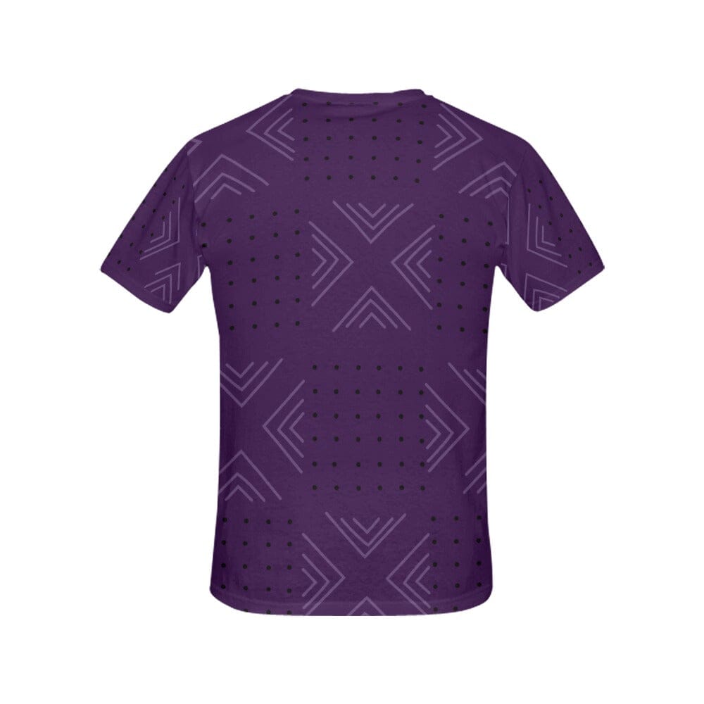 African print shirts for ladies: Geometric Purple with Black T-Shirt Inkedjoy