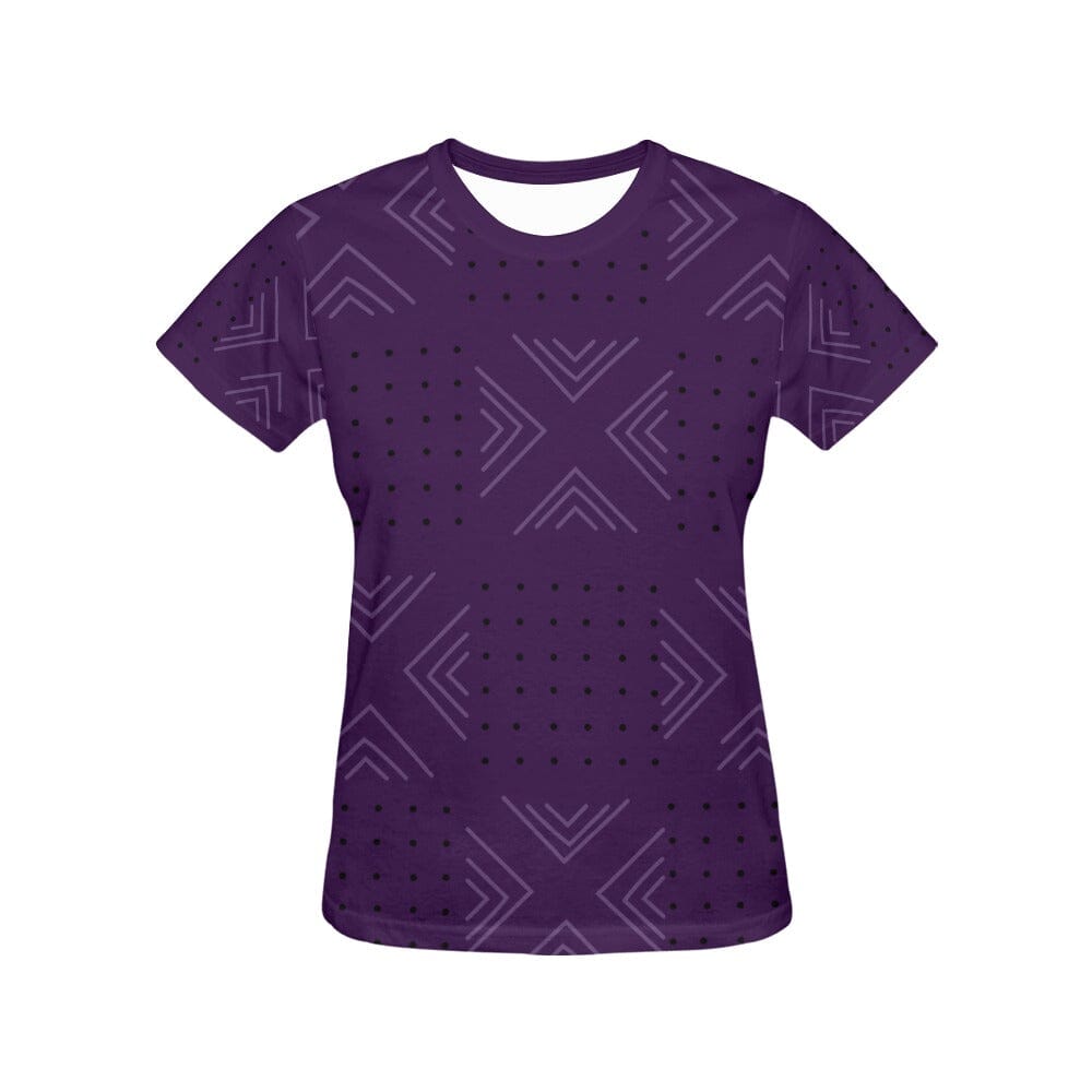 African print shirts for ladies: Geometric Purple with Black T-Shirt Inkedjoy Purple XS