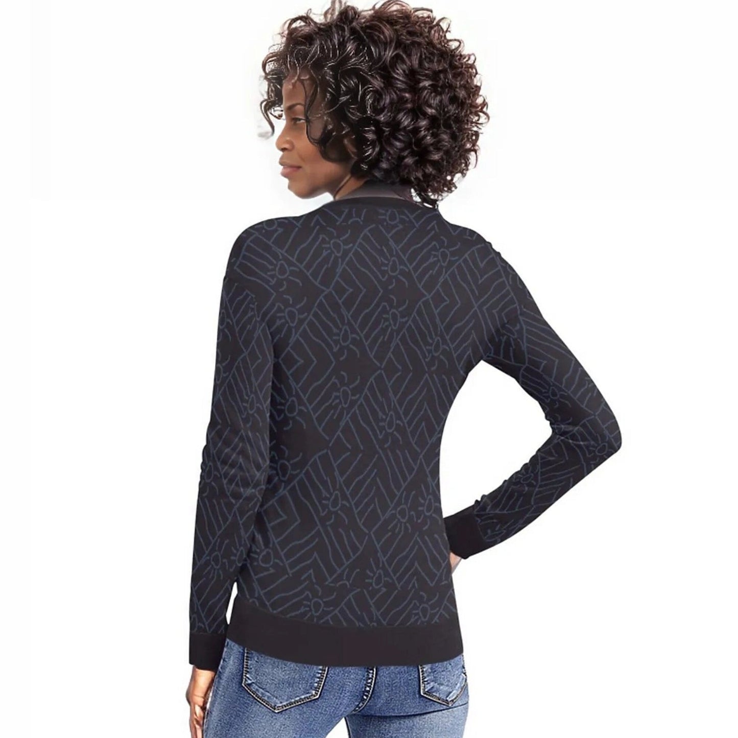 African print sweater for ladies, mud cloth design Sweater Inkedjoy