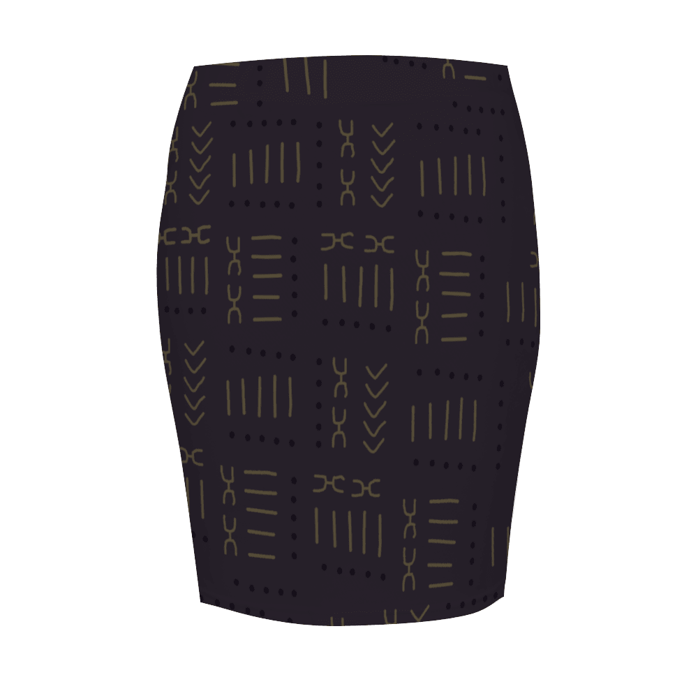 African Print Pencil Skirts Charcoal