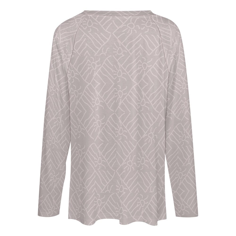 blush pink v neck long sleeve top
