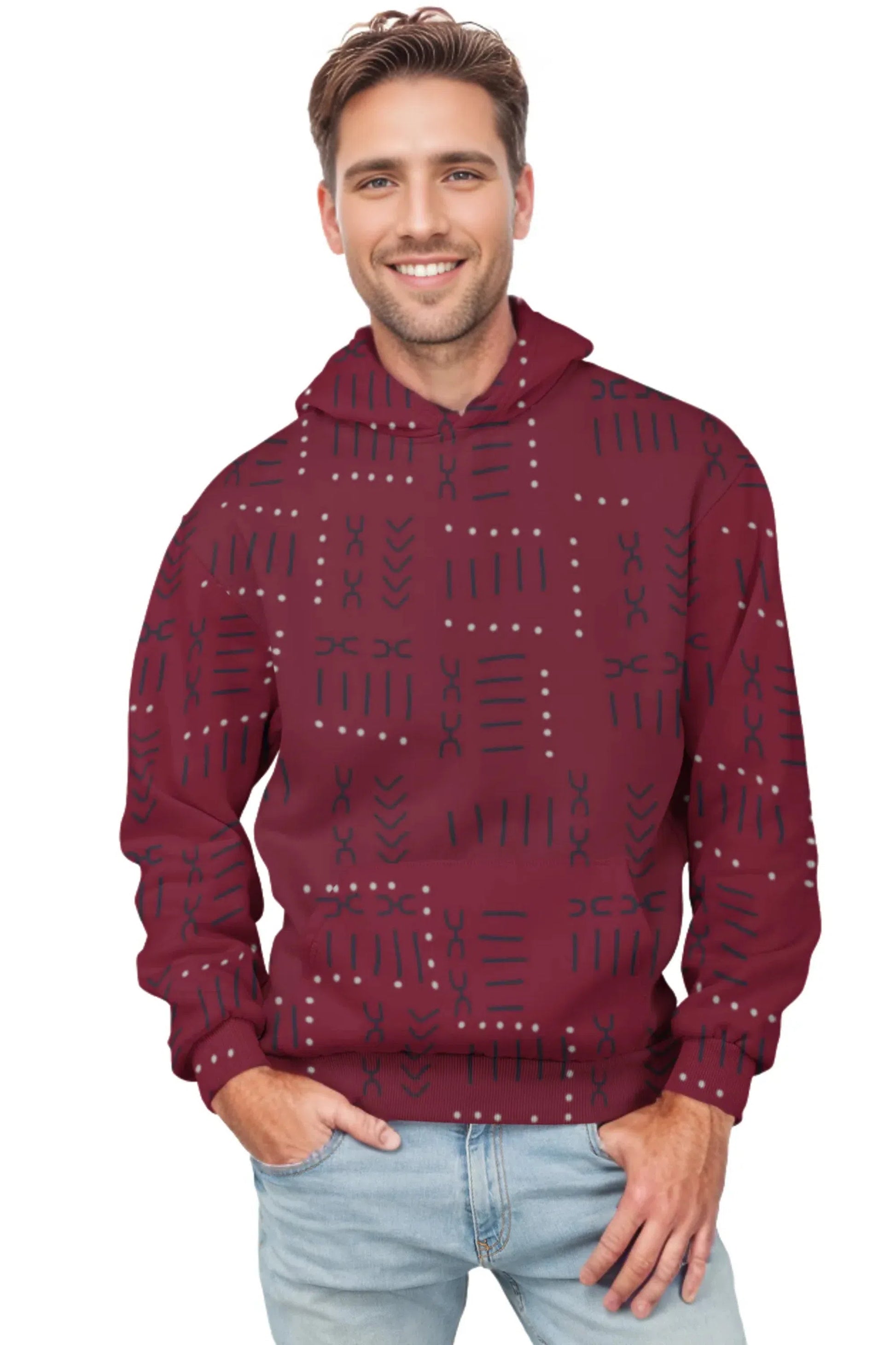 African Hoodie Crimson