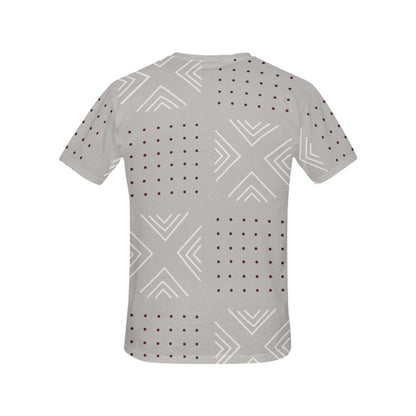African print shirts for ladies: Geometric Gray with Red T-Shirt Inkedjoy 