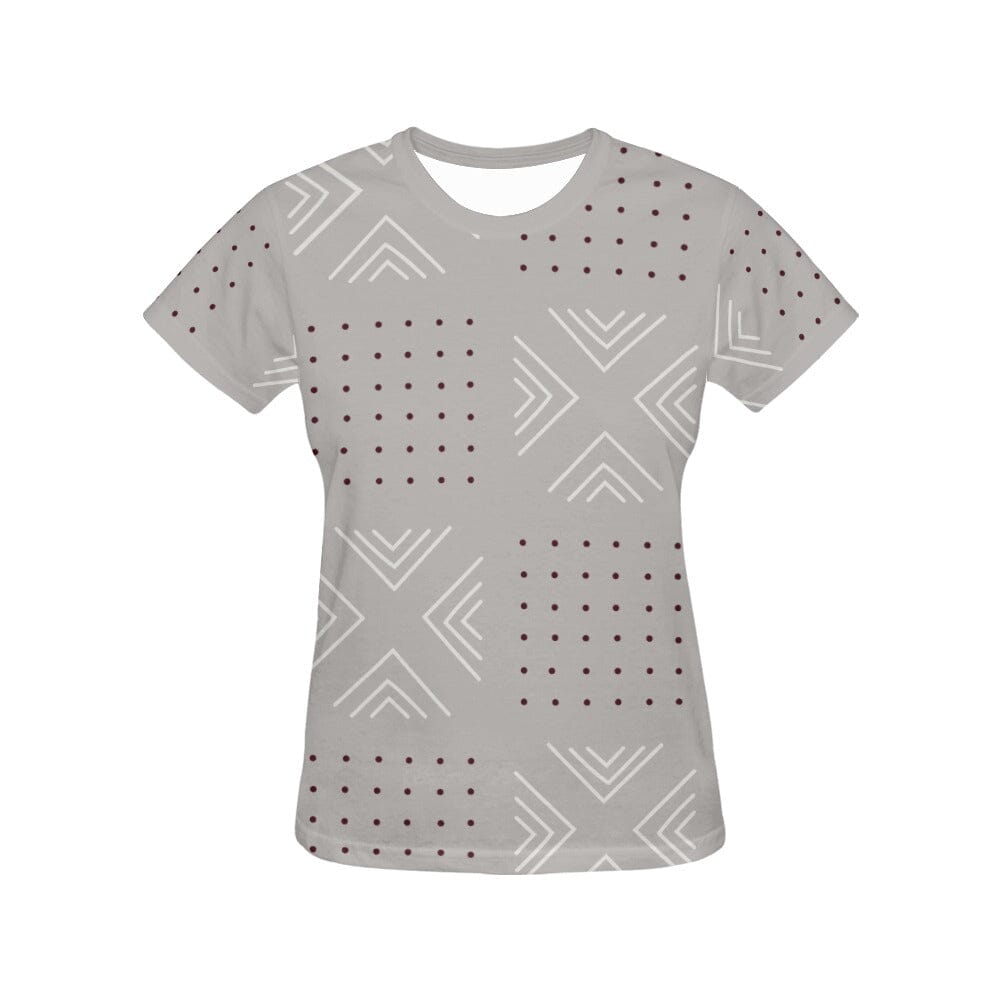 African print shirts for ladies: Geometric Gray with Red T-Shirt Inkedjoy Gray XS 