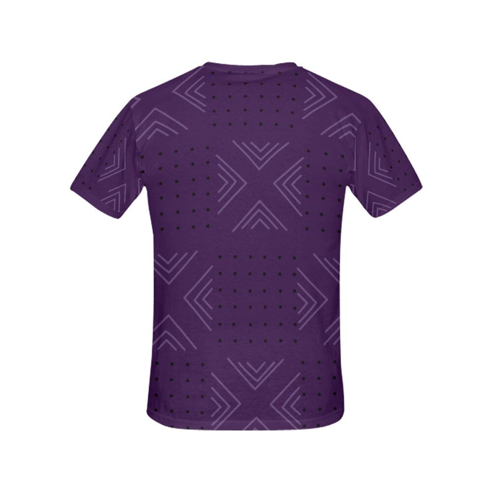 African print shirts for ladies: Geometric Purple with Black T-Shirt Inkedjoy 