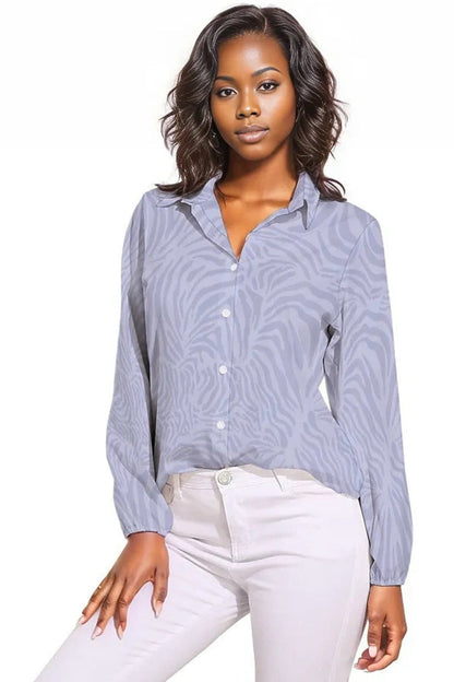 African Blouses Styles Africainme.com Blue zebra print blouse