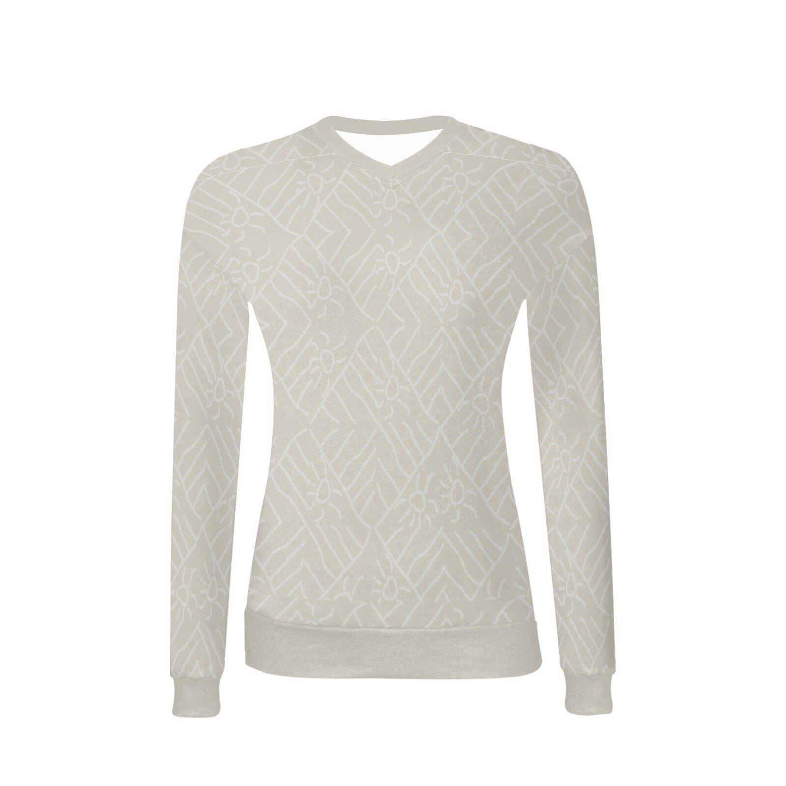 African print sweater v neck ivory